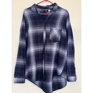 Urban Outfitters BDG Flannel Grey Plaid Sz Large Long Sleeve Shirt - 100% Cotton